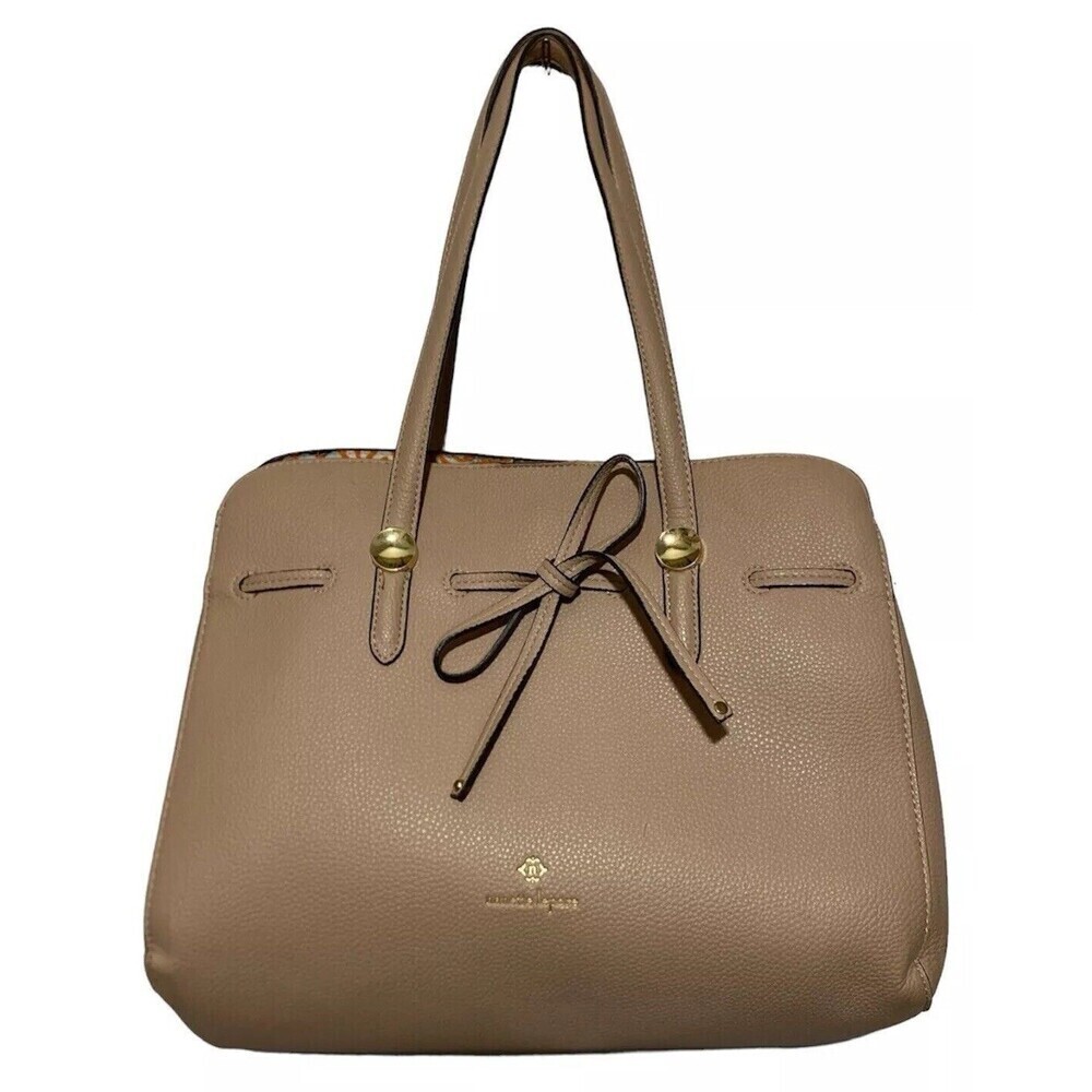 Nanette Lapore Arabelle Beige Pink Belted Bow Shoulder Bag Handbag